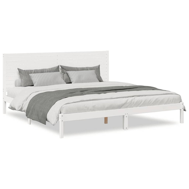 Bed Frame Solid Wood, 180 x 210 cm, White
