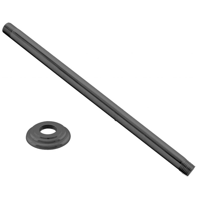 1/2" IPS x 19" Round Ceiling Mount Shower Arm with Flange, Matte Black