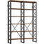 Bibliothèque Keedie double à 6 niveaux de H 76 po, grande bibliothèque ouverte, tablettes de style industriel, bibliothèques en bois et en métal pour le bureau personnel, assemblage facile-132275418