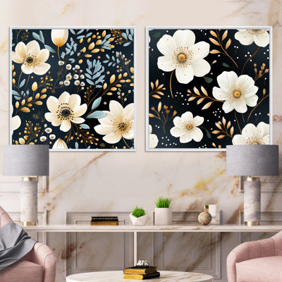 Ezio - Ensemble de 2 collages carrés floraux