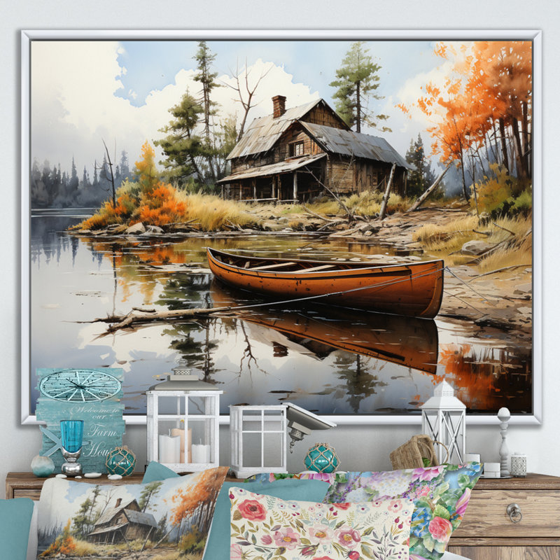 Betsi Brown Lakehouse Reflections of Solitude III - impression, H 12 po x l 20 po x P 1 po, Cadre flottant blanc
