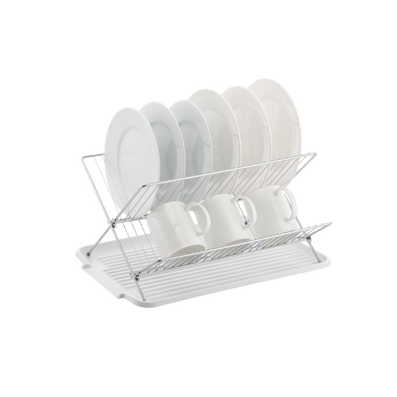 Pliable avec égouttoir à vaisselle, Blanc