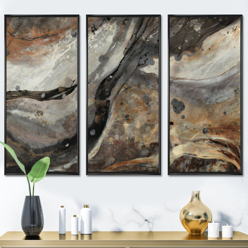 «Morning Effervescence II», ensemble d'art mural sur toile abstraite, Toile encadrée noire, H 28 po x l 36 po x P 1 po