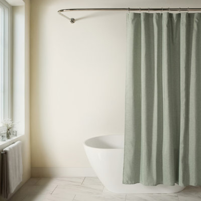 Linen-Look Textured Woven Shower Curtain
