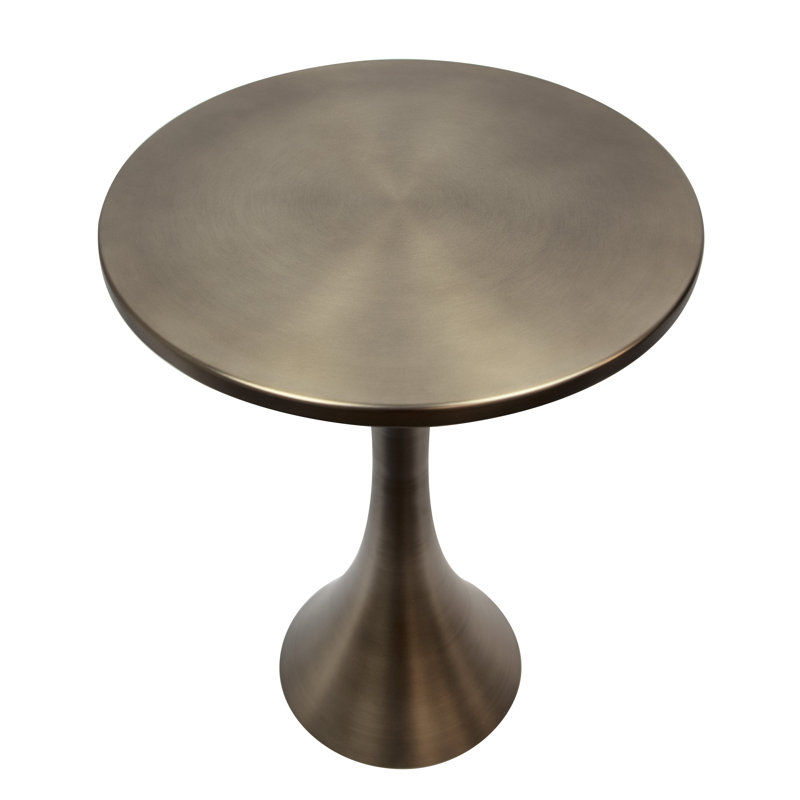 Aunna Steel Top End Table, Matte golden bronze