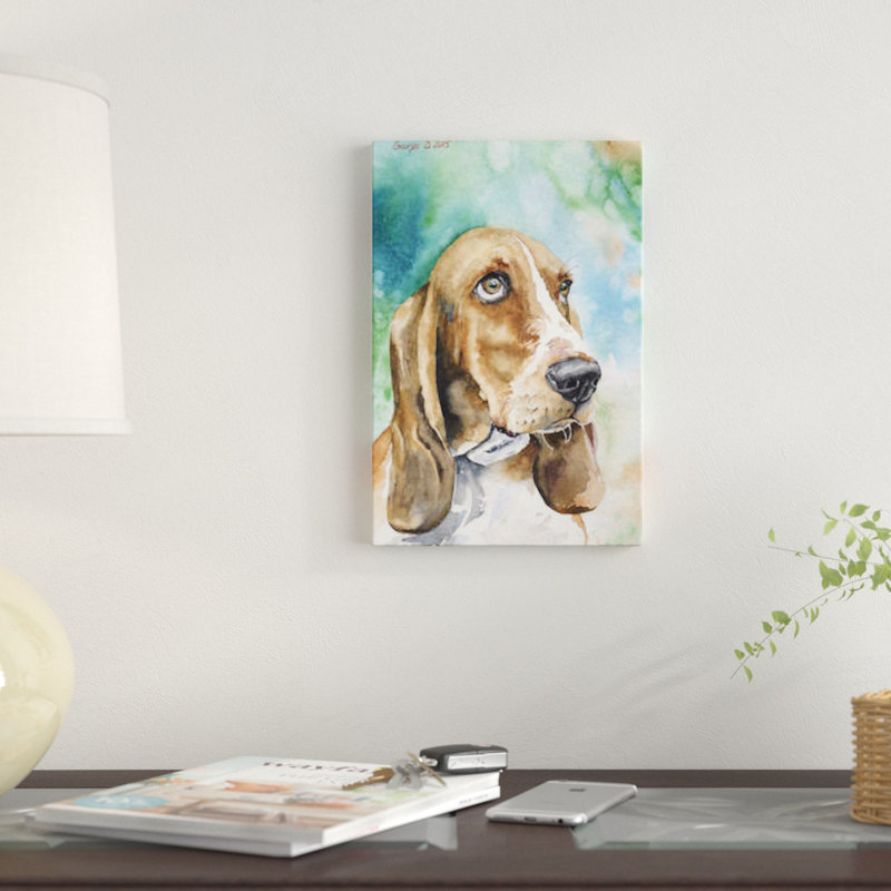 « basset i », reproduction sur toile, H 60 po x l 40po x P 1,5 po, Toile tendue, Pas de tapis