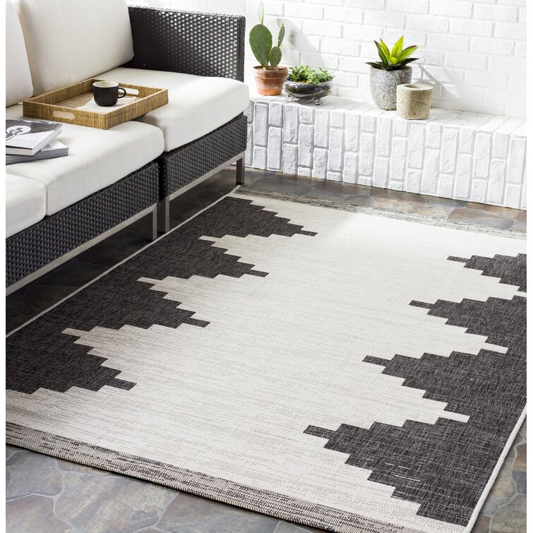 Mortimer Southwestern Charcoal Indoor/Outdoor Area Rug AllModern Rug Size: Rectangle 5'3 x 7'7