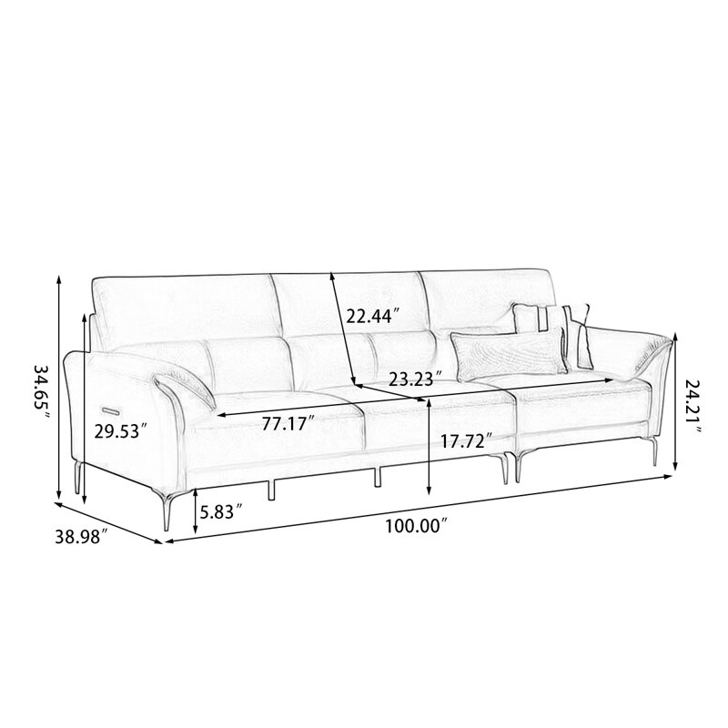 Coussin de canapé modulaire en cuir blanc, Blanc, H 34,65 po x l 100 po x P 38,98 po