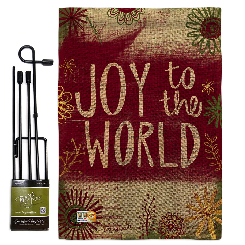 « joy to the world winter wonderland », impression en polyester de 2 côtés 18,5 x 13 po ensemble de drapeau, Toile de jute