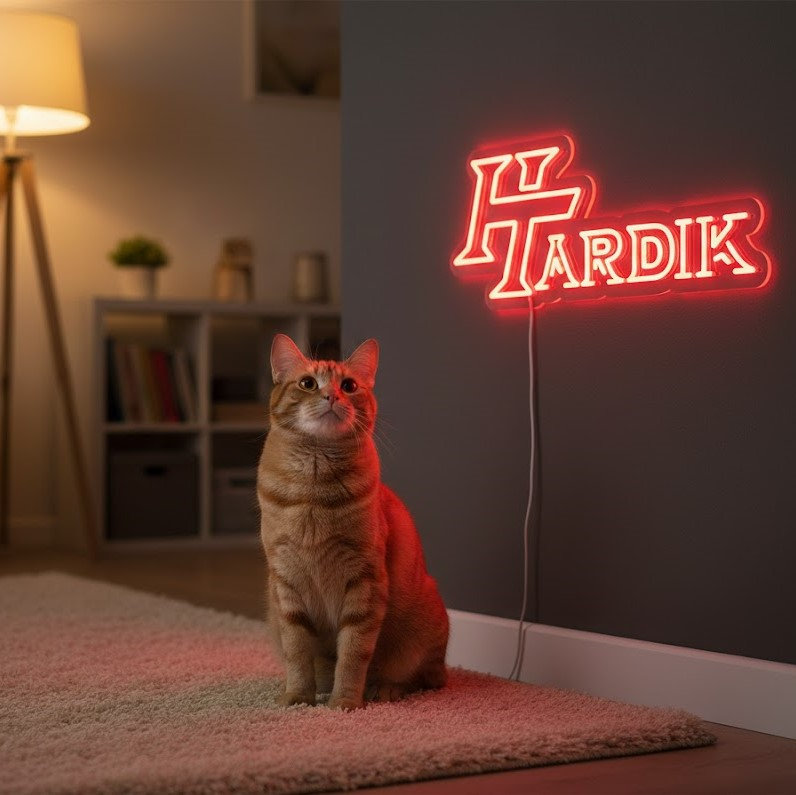  | Enseigne néon Hardik | Fabriqué avec un tube néon rouge durable et incassable qui fournit une lueur brillante et accrocheuse pour plus de 50 000 heures d'utilisation continue | 11 x 24 pouces | Rouge