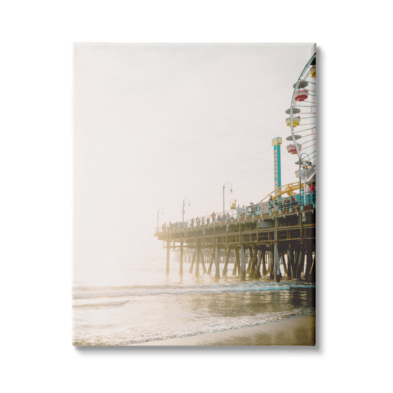 «Coastal Boardwalk Pier Carnival Ferris Wheel», art mural sur toile tendue XXL par Leah Straatsma, Toile tendue