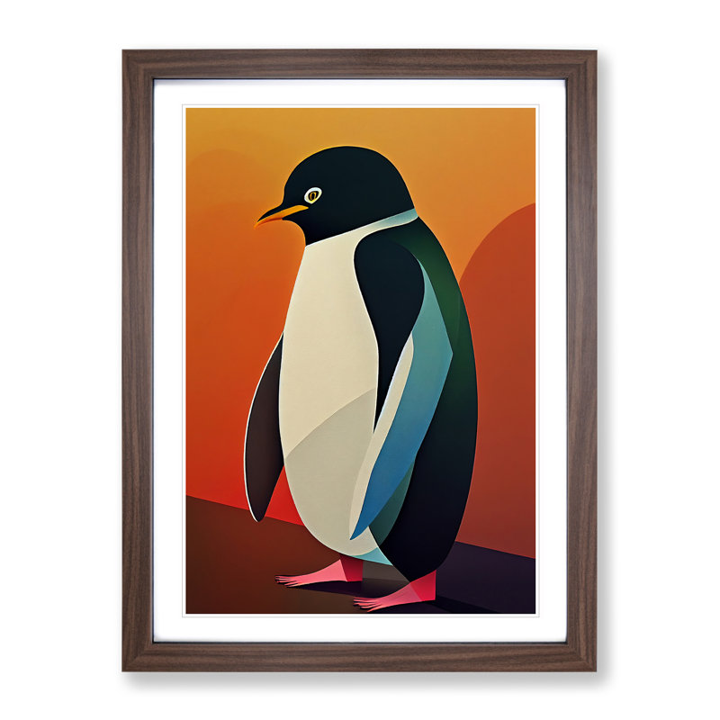 Perfect Penguin Abstract - Wall Art, 64cm H x 46cm W x 2cm D, Walnut