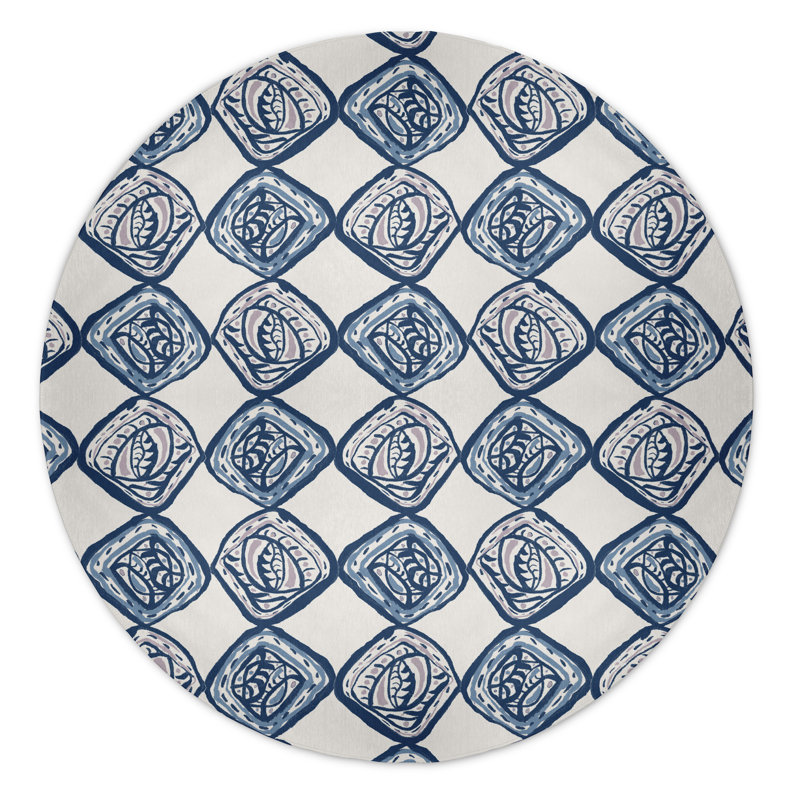 Chenille Geometric Indoor Rug, Round 5'