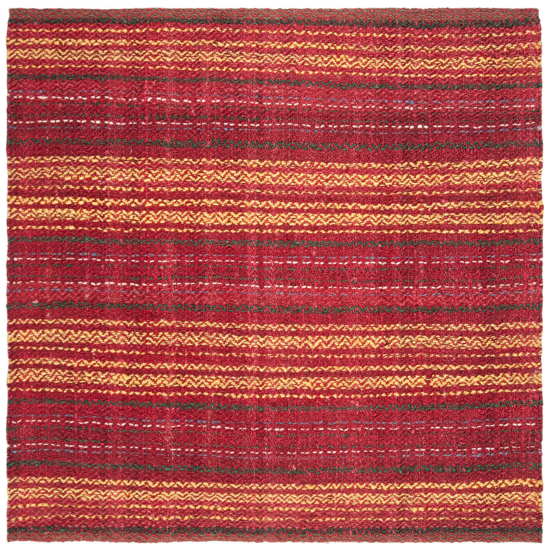 Harlan Striped Handwoven Flatweave Red/Yellow Area Rug, Square 6'