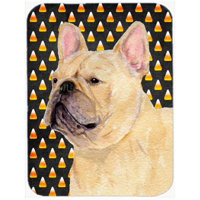 Planche à découper en verre caroline french bouledogue french Halloween Candy Corn