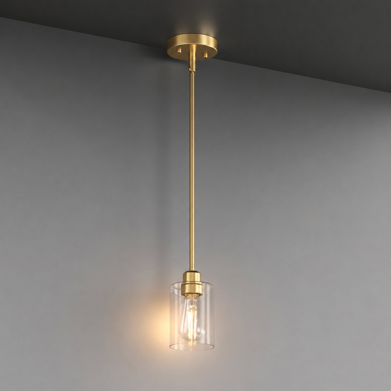 Luminaire suspendu pour îlot de cuisine 1 lumière avec abat-jour en verre transparent