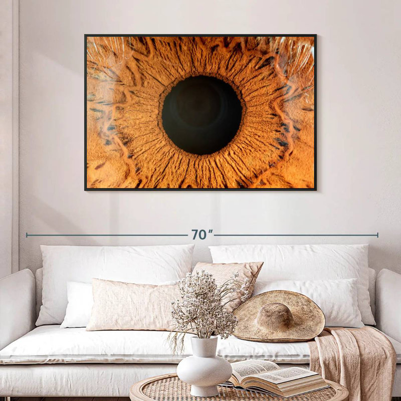 Œil humain magnifié, Cadre flottant noir, 46 po x 31 po