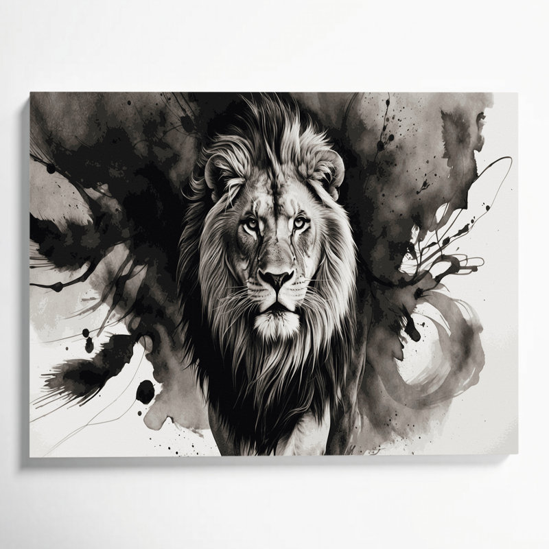«Big Cats Asiatic Lion», art mural sur toile noire, H 11 po x l 14 po