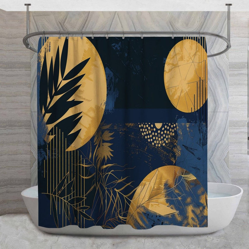 Rideau de douche botanique - motif de salle de bain froid 14126, H 73 po x l 70 po