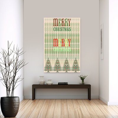 Vintage Merry Christmas Trees Rustic Traditional Vintage Christmas Tree Evergreen Tree Winter Landscape Wall Art Print 1 Piece Wrapped Canvas Wall Art