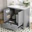Meuble-lavabo de 30 po gris. Lavabo simple avec mécanisme de fermeture en douceur. Armoire de rangement à 2 portes et 1 tiroir. Armoire en bois massif gris, évier, efficacité de travail-296701721-296701722