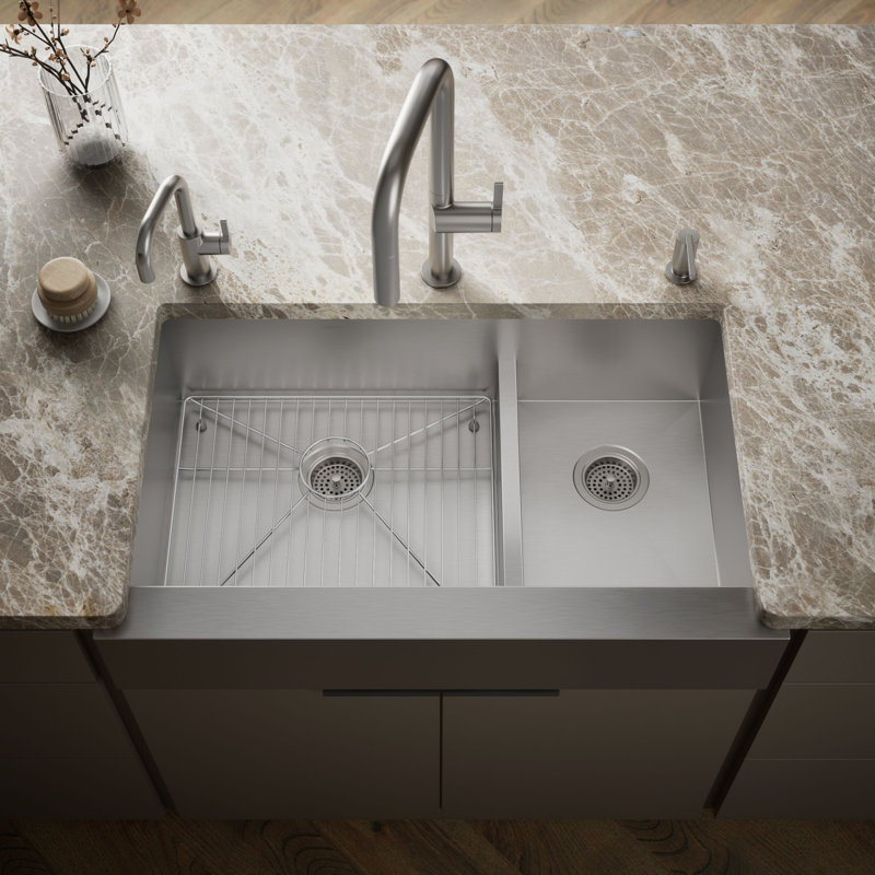 Vault™ 35.5" L x 21.25" W Double Basin Farmhouse Kitchen Sink