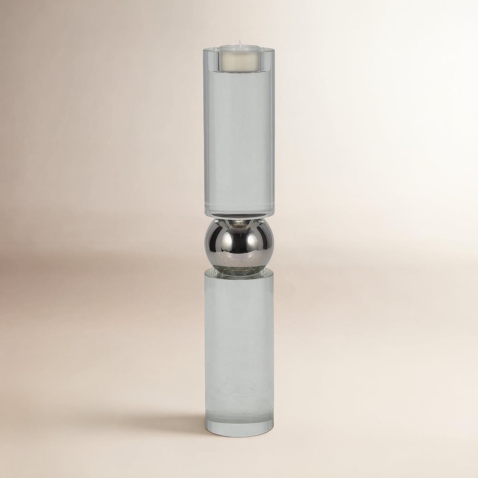 Riter Crystal Candlestick Holder, Silver, 15" H x 3" W x 3" D