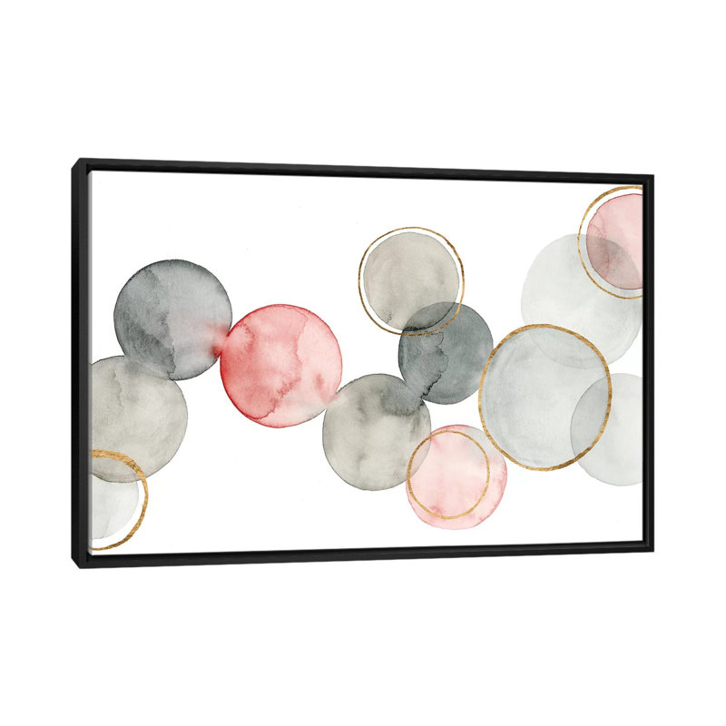 « gilded sphères i », impression sur toile, H 18 po x l 26 po x P 1,5 po, Toile avec cadre noir, Pas de tapis