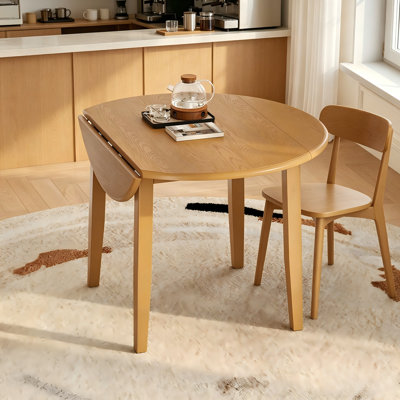 Table de salle à manger ronde pliable de 109 cm (43 pouces) pour une utilisation intérieure et extérieure, couleur naturelle