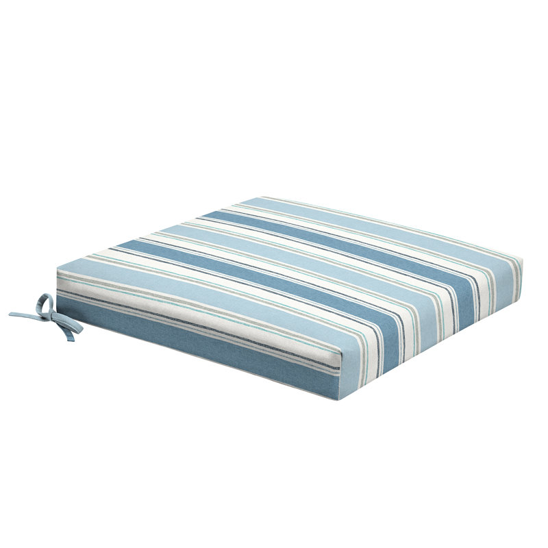 ARDEN Foam Outdoor Dining Seat Cushion, 19 x 19, made with ProFoam, French Blue Striped