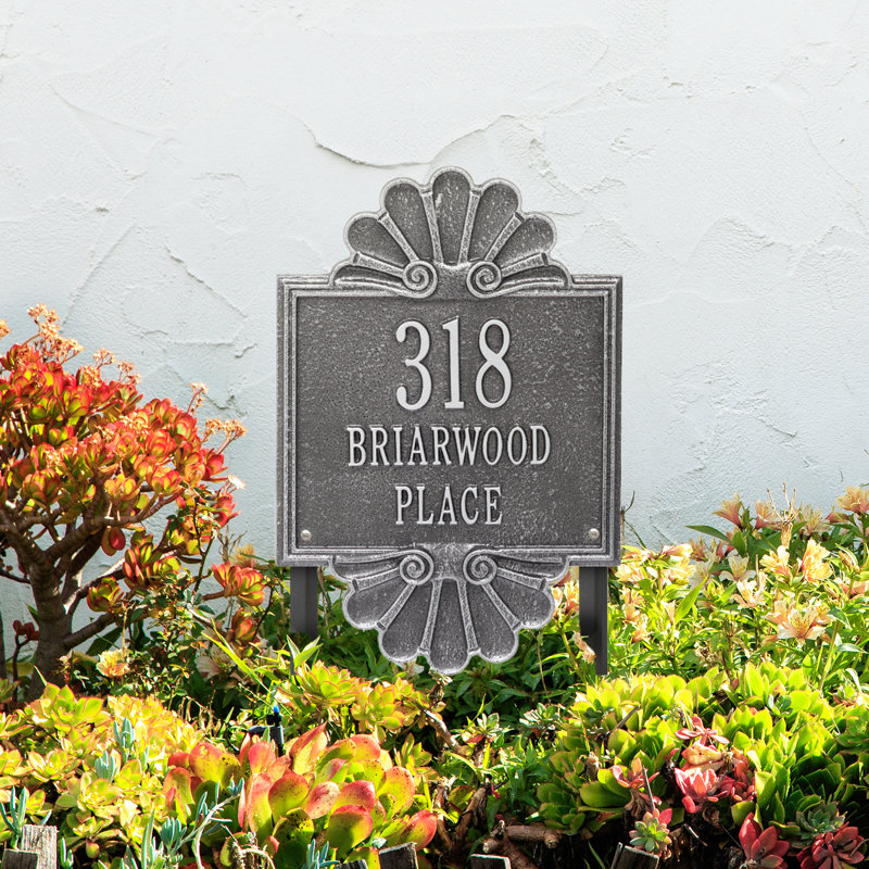 Signature Series 3-Line Lawn Address Sign, Gray, smoke Gray, Yes