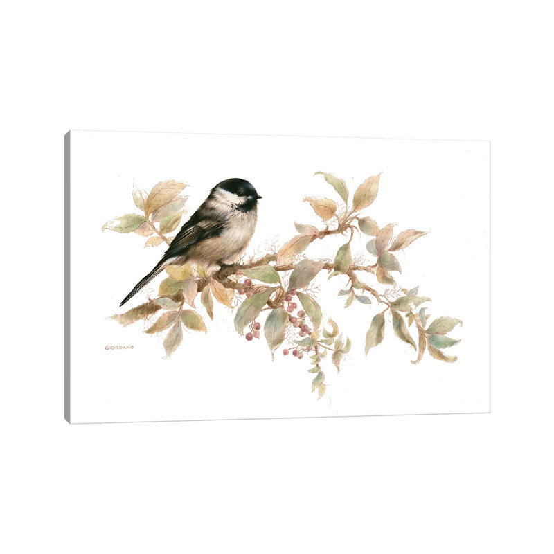 «Chickadee Vignette» par Giordano Studios - peinture sur toile tendue, H 18 po x l 26 po x P 1,5 po