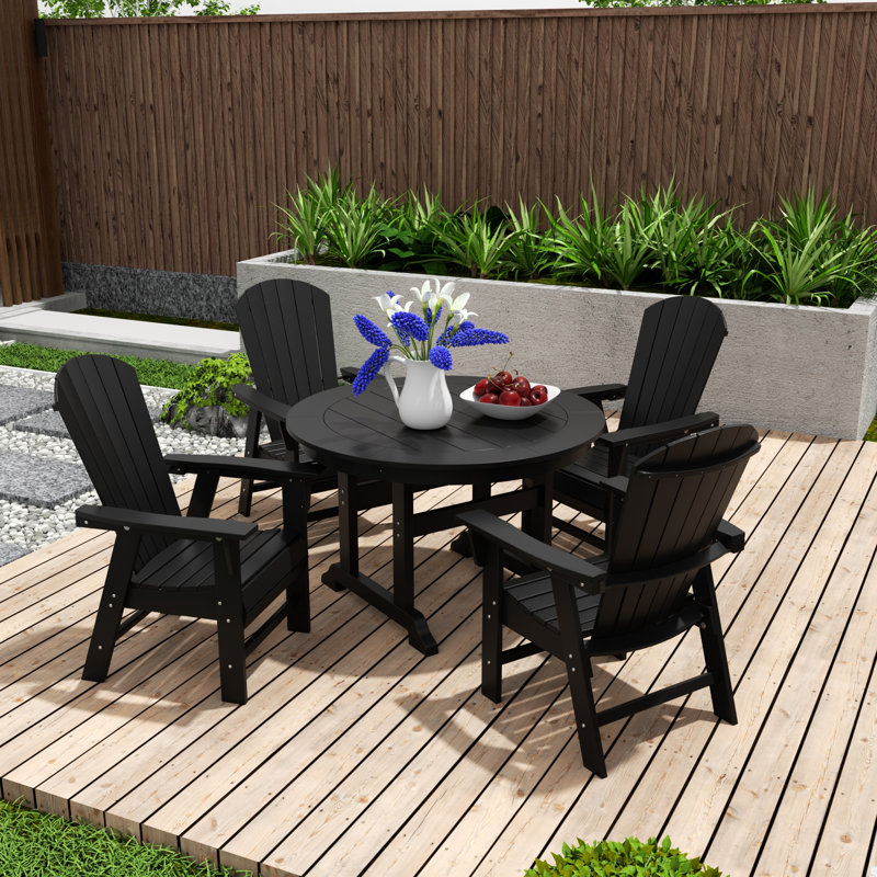 Altura 4 - Person Patio Dining Set with Round Table, Black