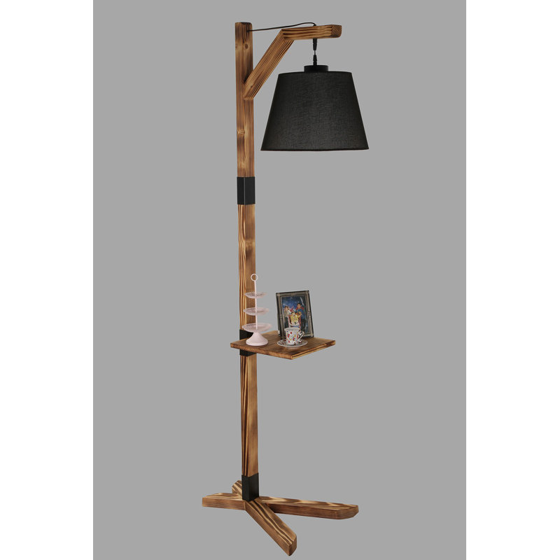Burney 185cm Tray Table Floor Lamp, Brown