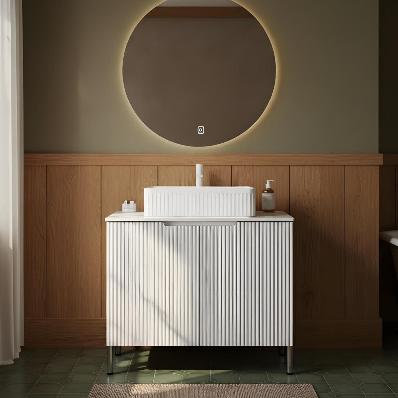 30" Freestanding Bathroom Vanity with Rectangular Sink, White
