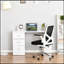 47" Modern Home Office Computer Desk Bookcase Combo Writing Table Workstation With 3 Drawer And Storage Shelf - White