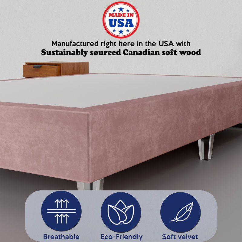 Lit en bois massif Kavi, H 14 po x l 44 po x L 75 po, Rose foncé