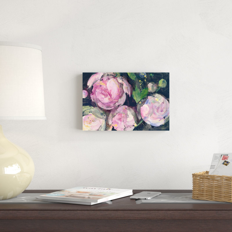 «Evening Peony II» par Albena Hristova - peinture sur toile tendue, H 8 po x l 12 po