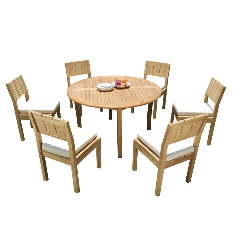 Ensemble repas 7 pièces teck Anley, H 30,5 po x L 52 po x l 52 po