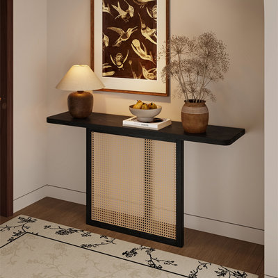 Console rectangulaire en bois massif noir
