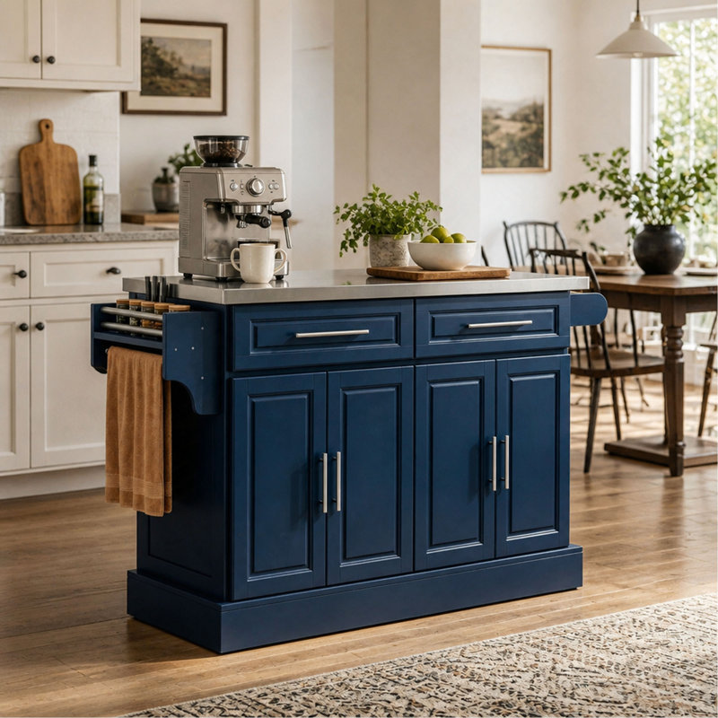 Îlot de cuisine et armoire de rangement de style nordique, chariot de cuisine sur roulettes