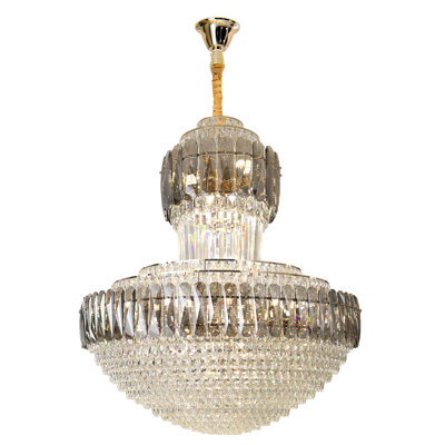 Lustre en cristal 15 niveaux à gradateur