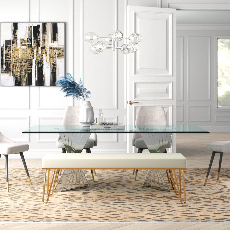 Table de salle à manger Ammerman, Argent, L 46 po x L 94 po