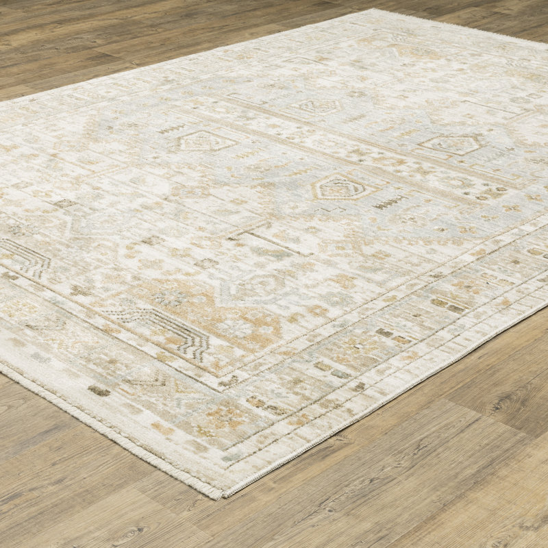 Lainey Vintage Tribal Medallion Pale Blue/Beige Area Rug, Rectangle 2'9" x 5'