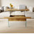 43.3-inch coffee table with height-adjustment function (with storage space) combines rustic style with tempered glass, space-saving design, multiple color options, suitable for living room and office, Natural Wood-244414329