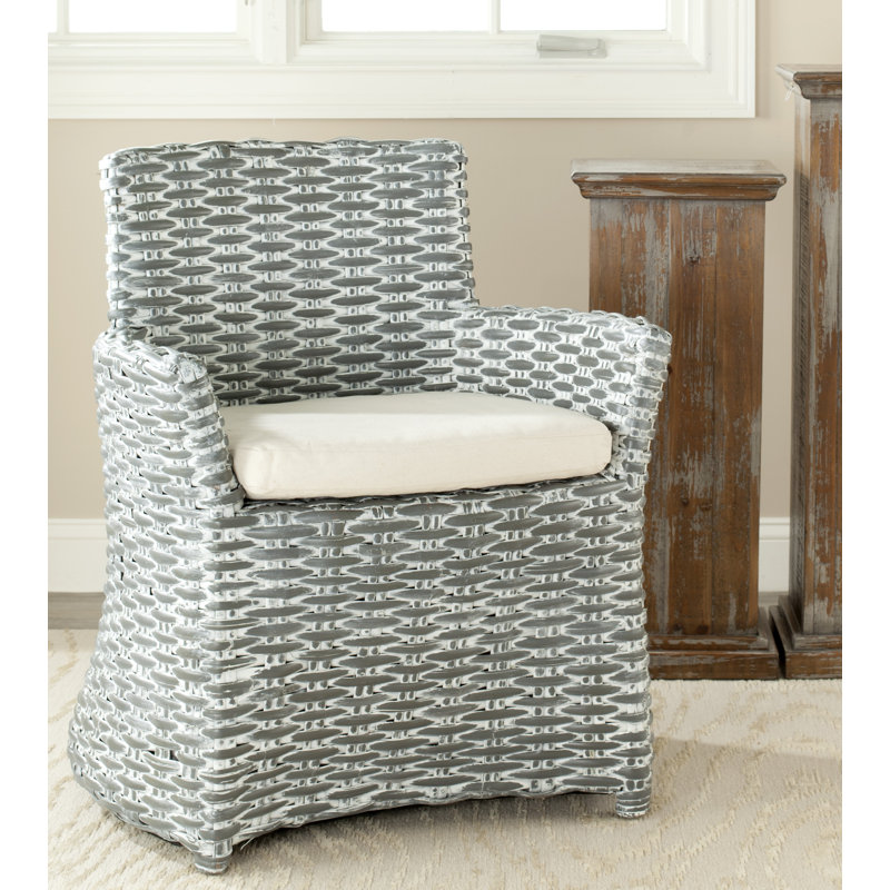 Sephina 17.3'' H Cotton Upholstered Armchair, Gray White Wash / White