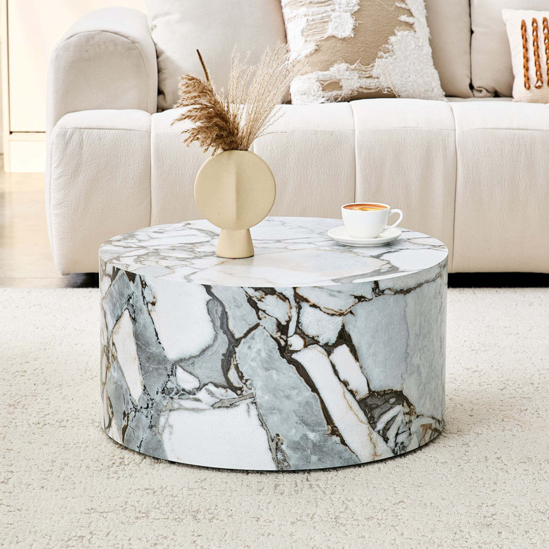 Cylindrical Coffee Table with Bulgari Marble Texture