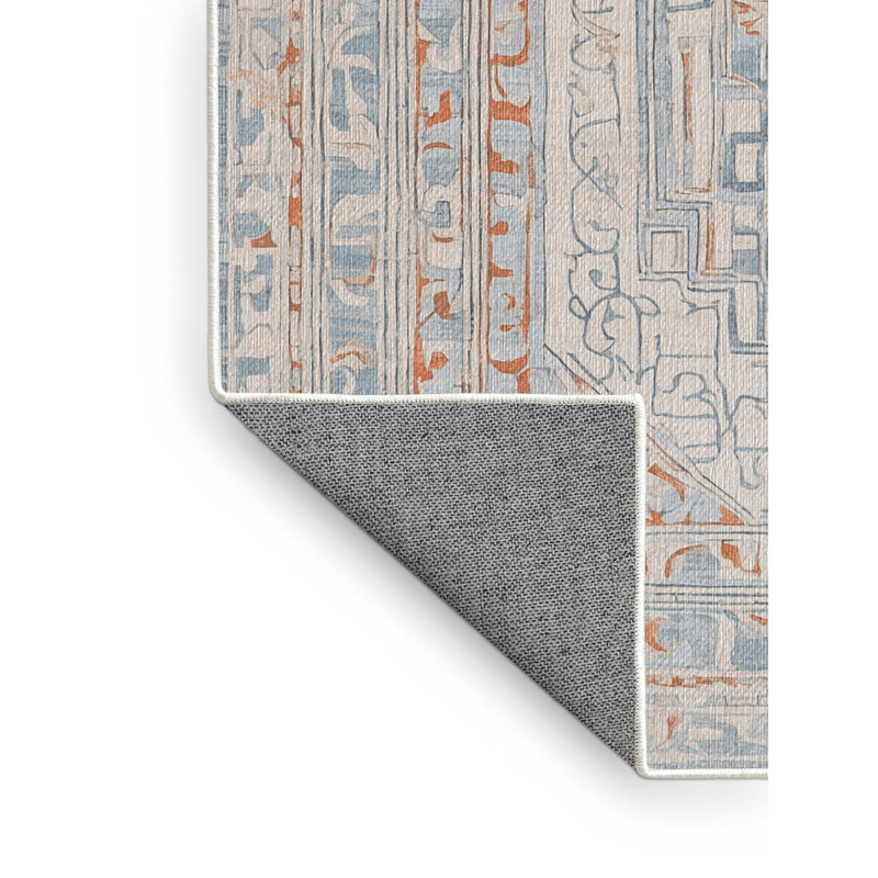 Machine Washable Beige Area Rug, Rectangle 4' x 6'