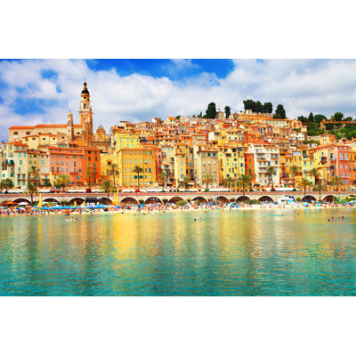 Hepworth View Of Colourful Menton by Freeartist - Wrapped Canvas Print