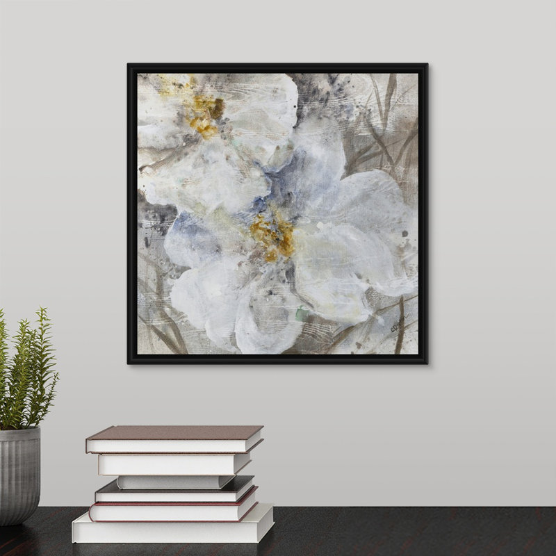 « allegretto ii », peinture sur toile, H 13,7 po x l 13,7 po x P 1,75 po, Cadre flottant noir